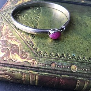 Raw Ruby Silver Bracelet